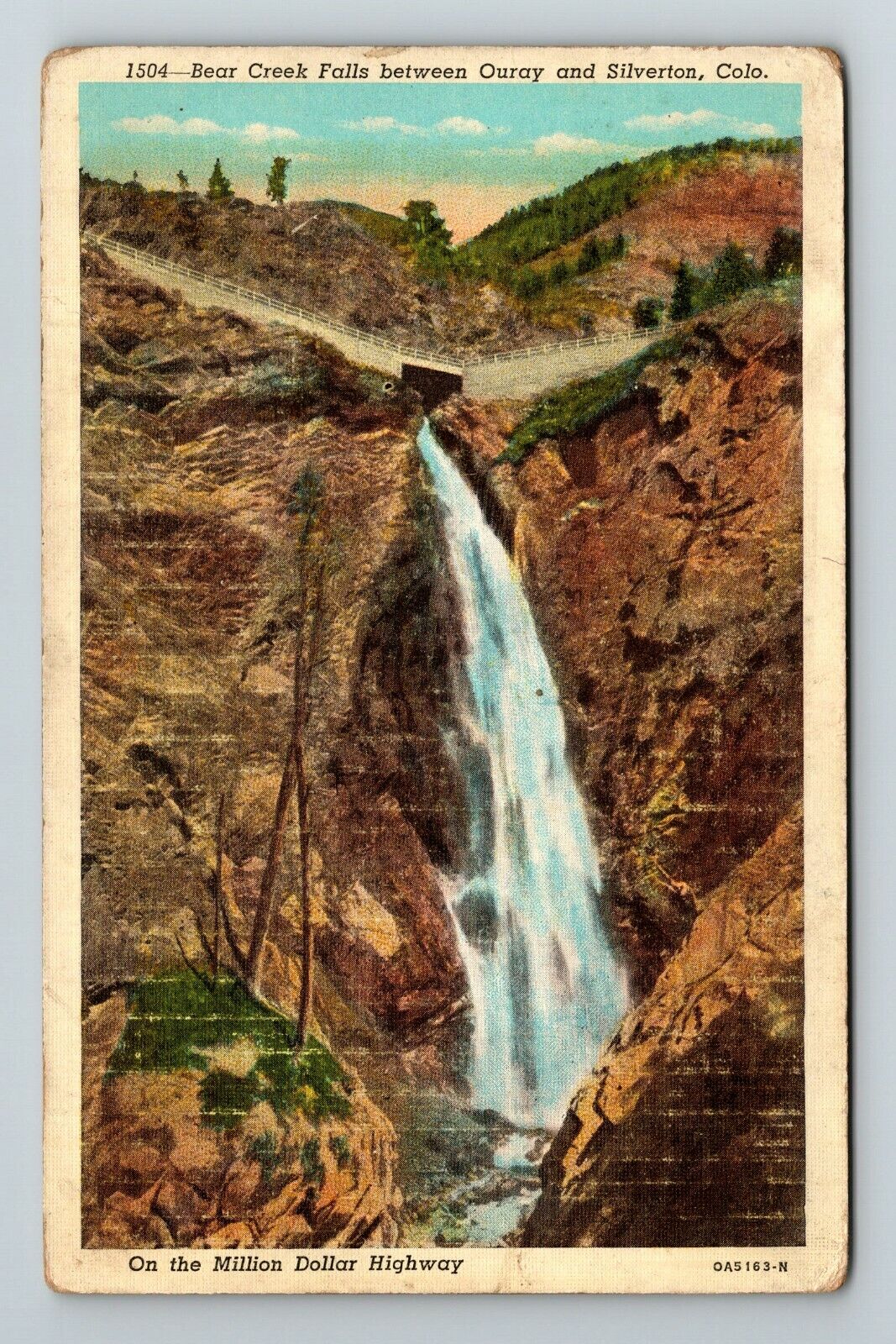 Silverton CO-Colorado, Bear Creek Falls Vintage Souvenir Postcard