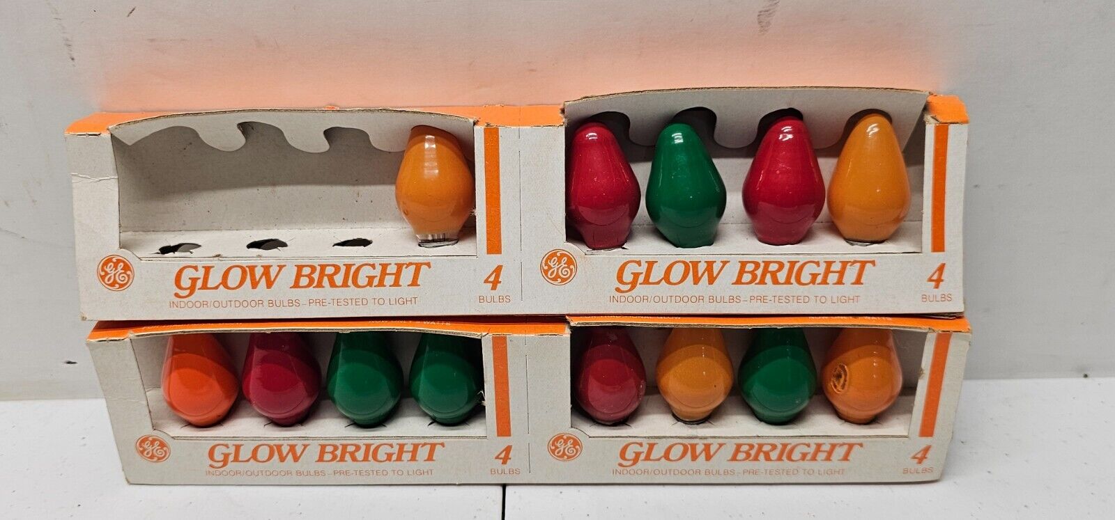 Vtg 13 GE Glow Bright C7 Christmas Replacement Light Bulbs Multi Color Tested
