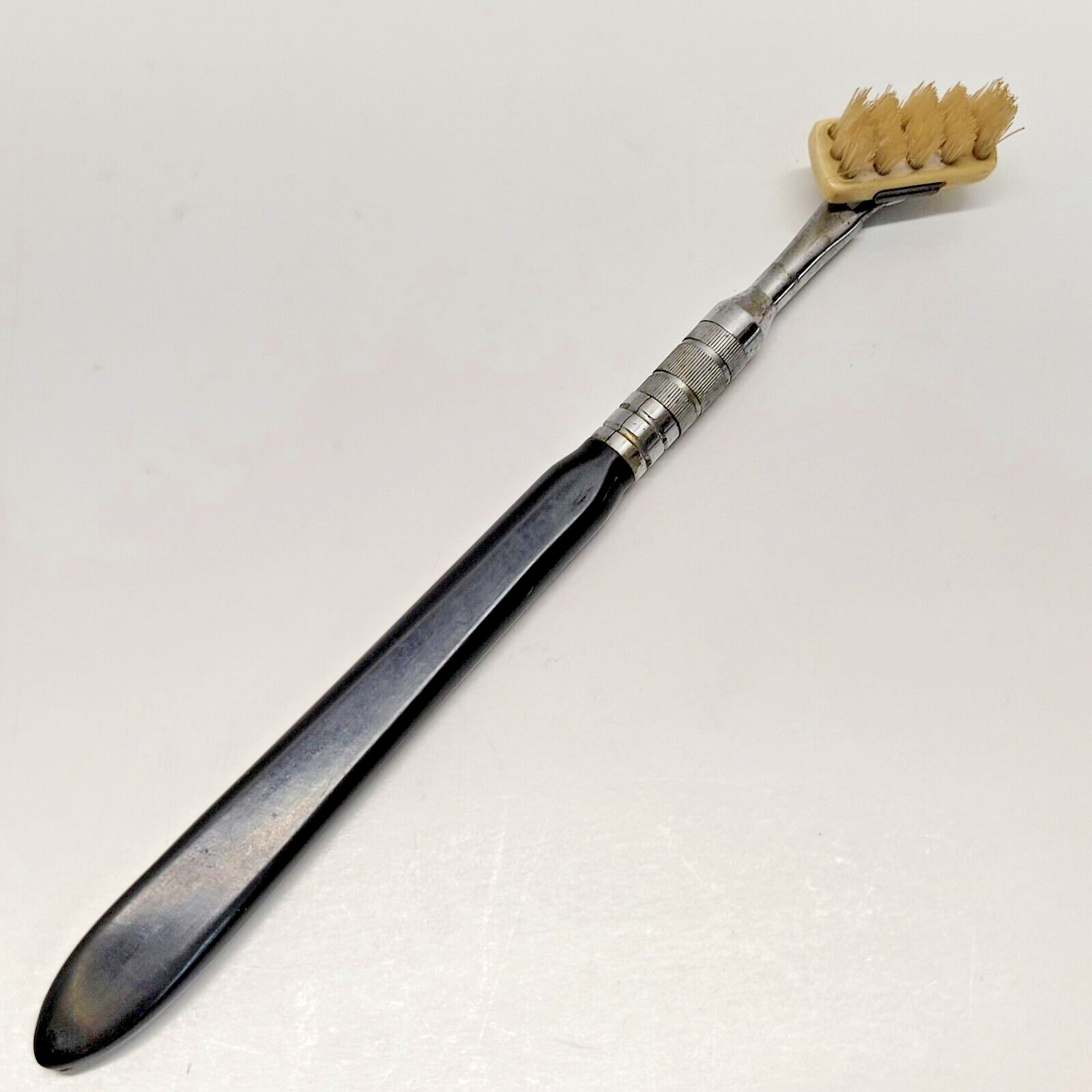 Vintage Clean Be Tween Toothbrush Black Handle Removable Twisting Head Quackery