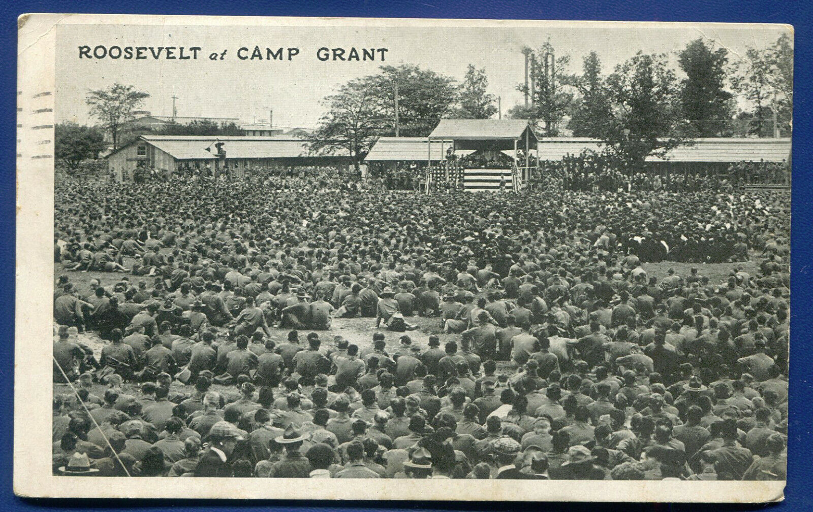 Roosevelt at Camp Grant US Army Post old postcard WW1