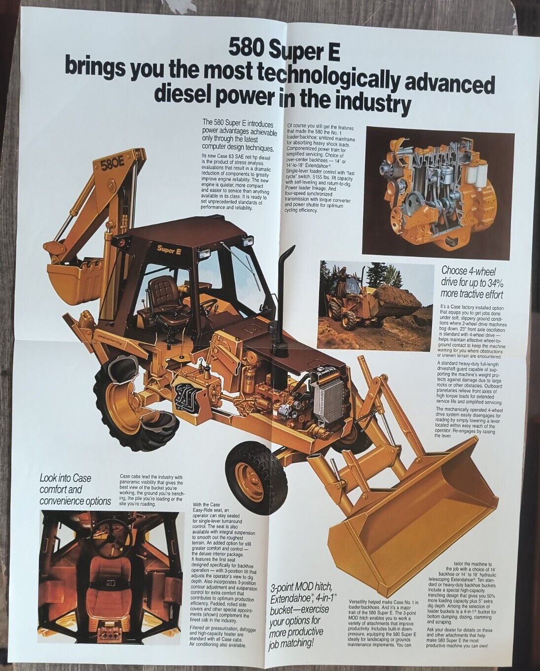 1980s Case International Tractors 580 Sales Brochure Advertising Catalog Backhoe