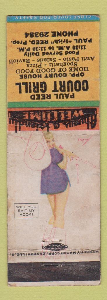 Matchbook Cover - Paul Reed Court Grill pinup