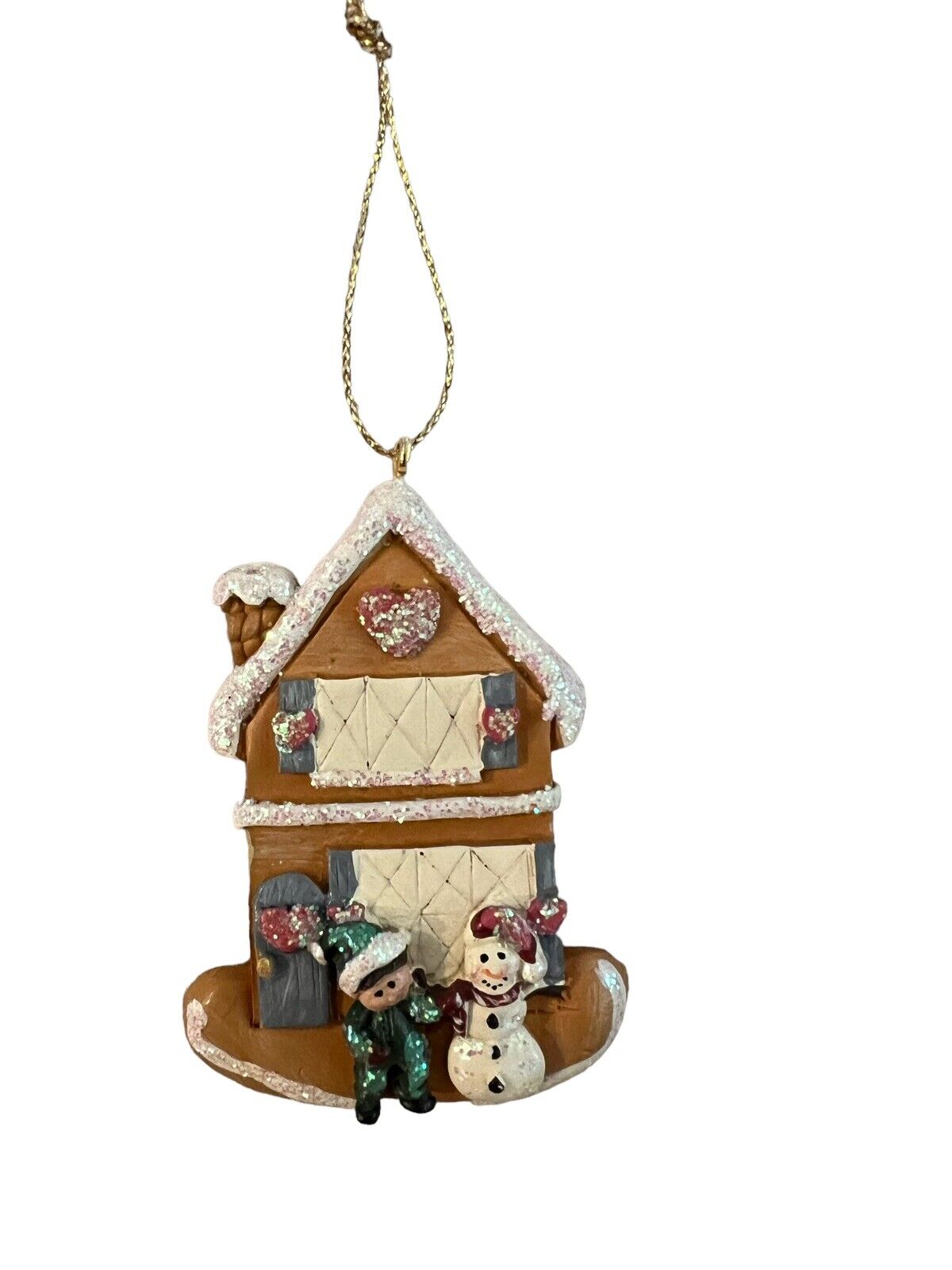 Ganz Christmas Tree Ornament Gingerbread  House Elf Snowman Glitter-