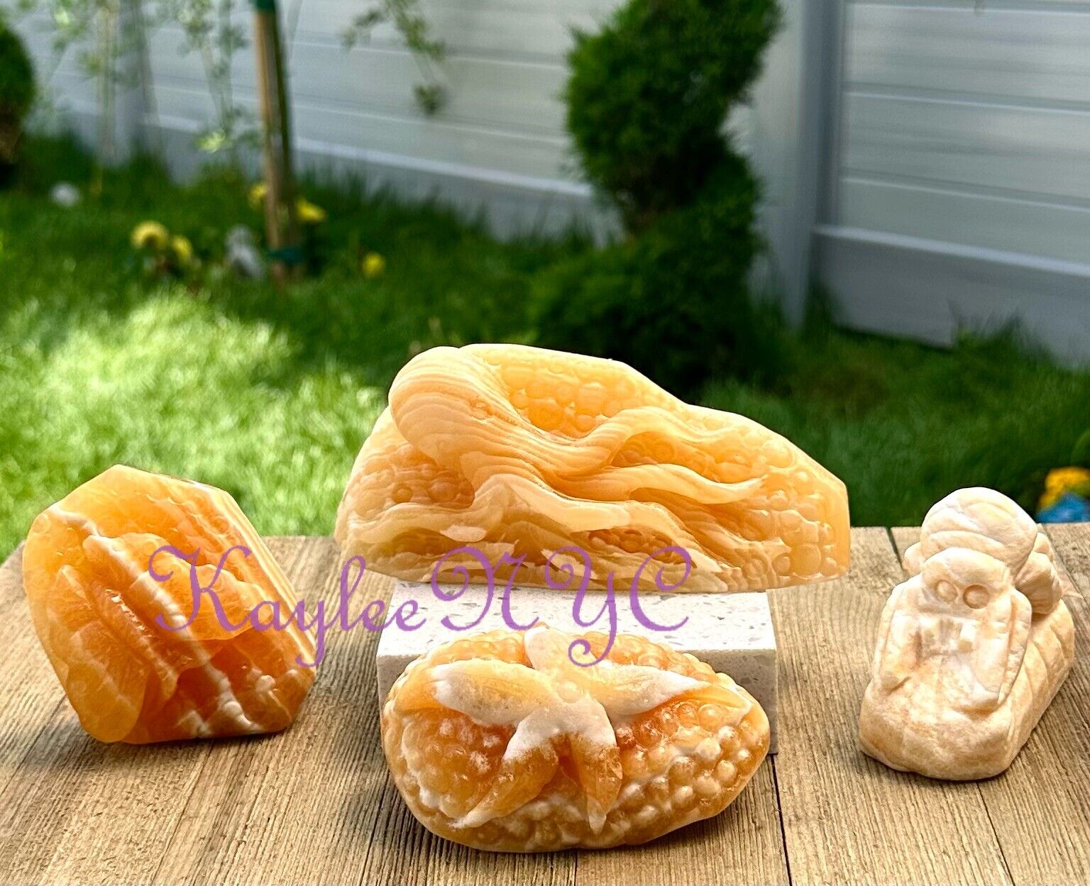 Wholesale Lot 4 PCs Natural Orange Calcite Mix Carvings Healing Energy
