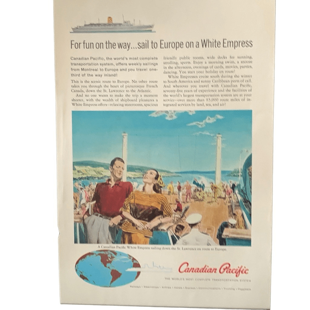 Vintage 1960 Canadian Pacific White Empress Ad Advertisment