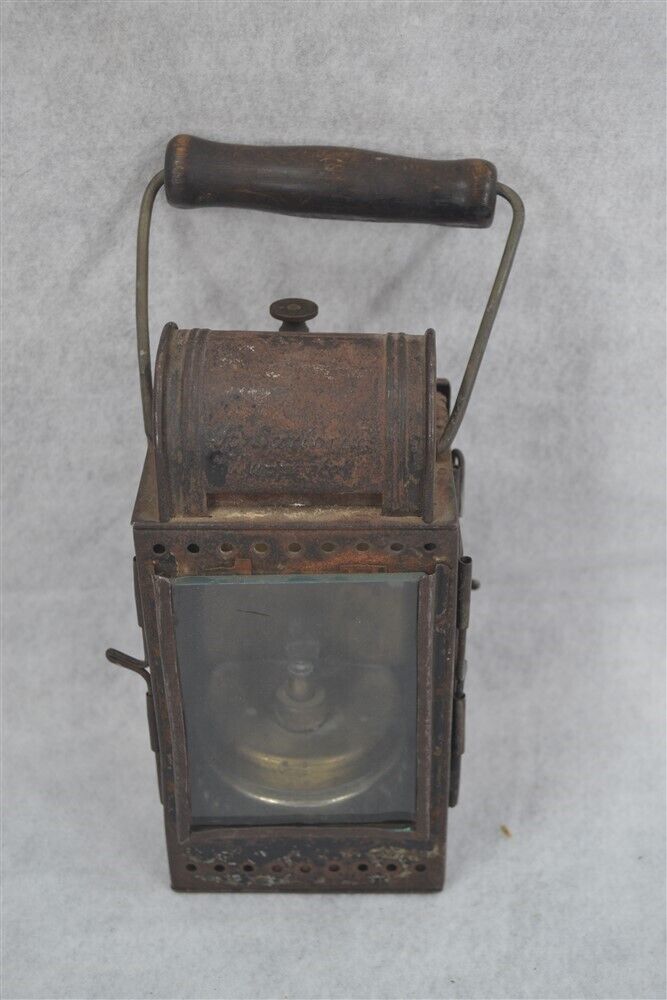 antique lantern lamp hang carry fluid oil Germany side open  19th c original