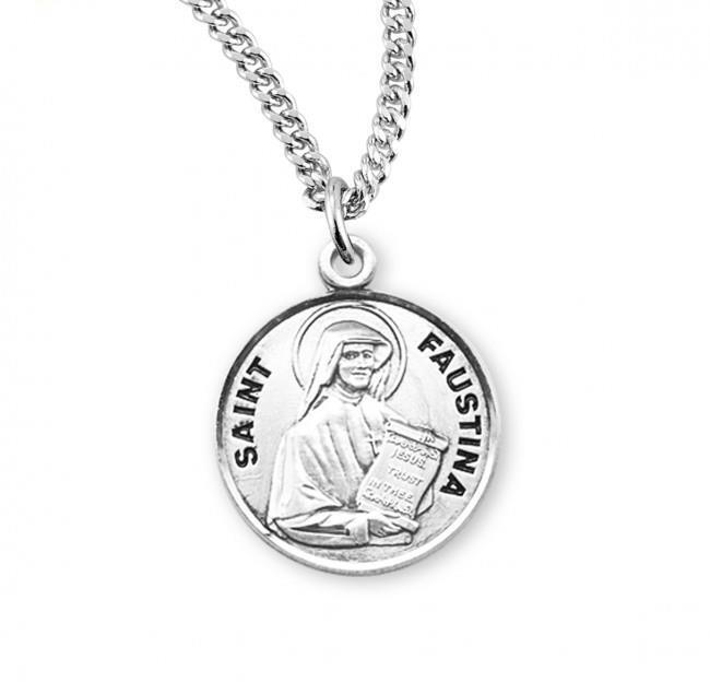 Saint Maria Faustina Round Sterling Silver Medal Size 0.9in x 0.7in