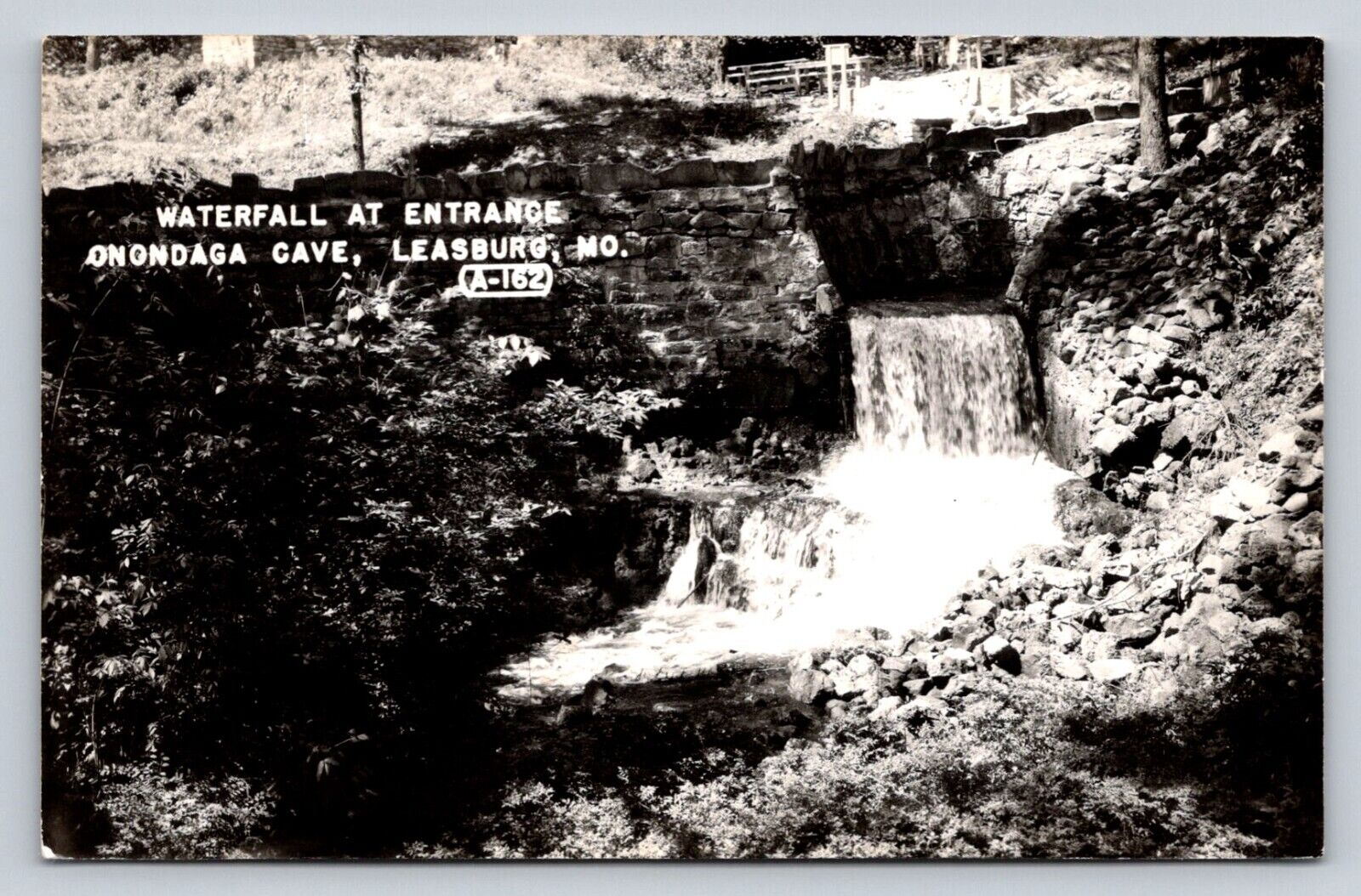 RPPC Waterfall At Entrance Onondaga Cave Leasburg Missouri Real Photo P702