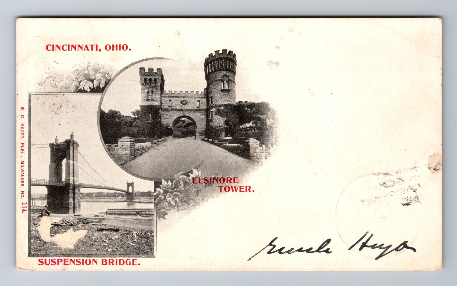 Cincinnati OH-Ohio, Elsinore Tower, Antique, Vintage c1900 Souvenir Postcard