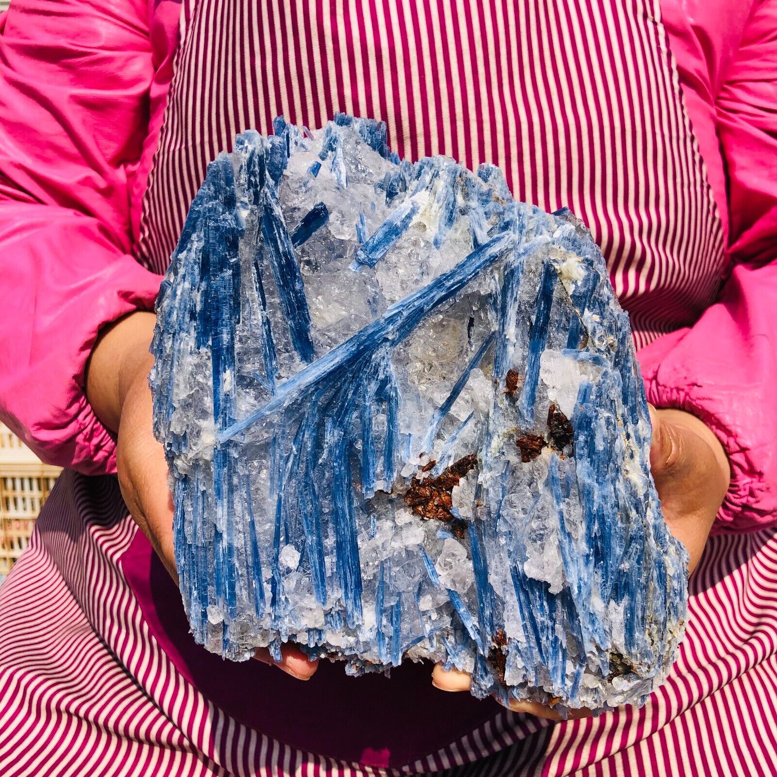 5.14LB Rare Natural beautiful Blue KYANITE With Quartz Crystal Specimen Rough