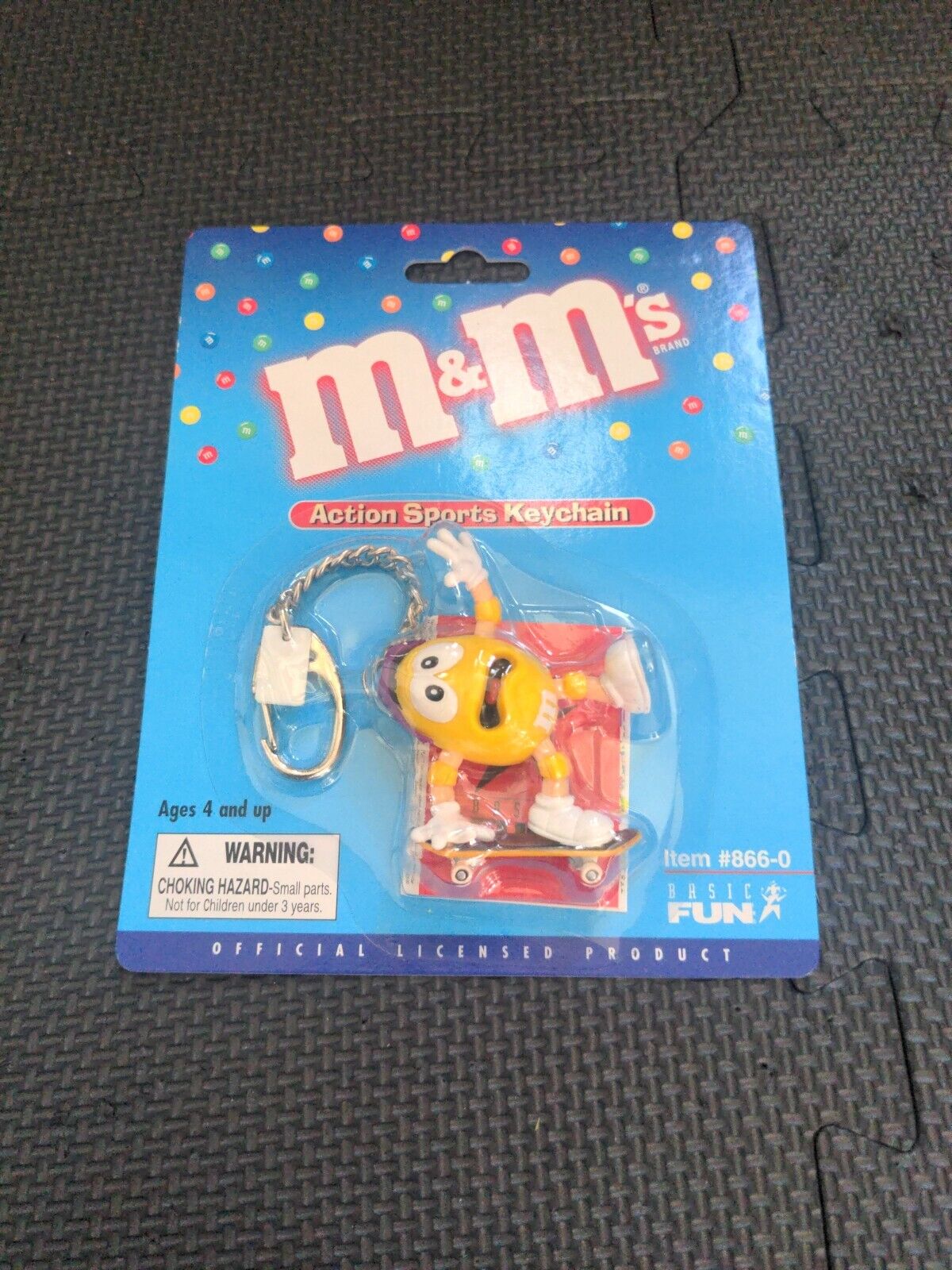 M&M YELLOW Action Sport Keychain (NEW, In Packaging) Basic Fun