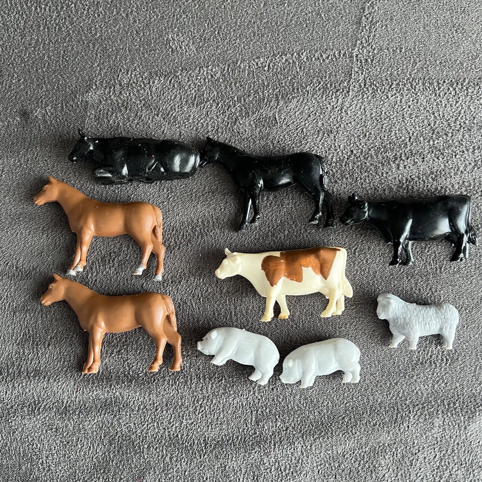 Vintage Hard Plastic Farm Animals Cows Pigs Horses Sheep