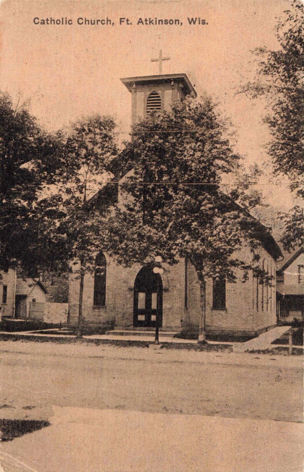 Catholic Church Ft. Atkinson Wisconsin WI 1912 Postcard