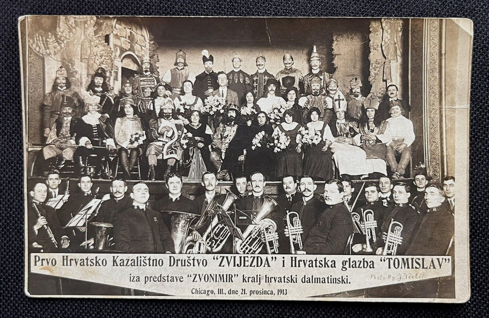 RPPC Postcard 1913 Croation Theatre Company Chicago IL King Tomislav Dalmatian