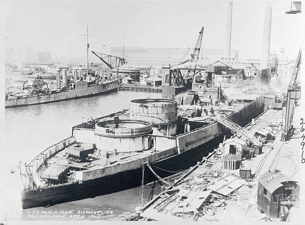 Michigan Dismantling Navy Yard Philadelphia April 4 1924 Old Historic Photo
