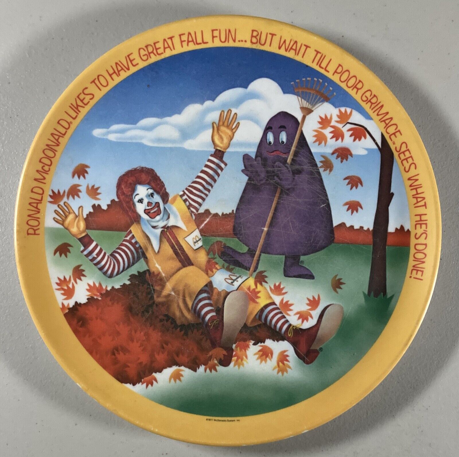 Vintage Ronald McDonald & Grimace Collector\'s McDonalds Plate (1977) • MacDonald