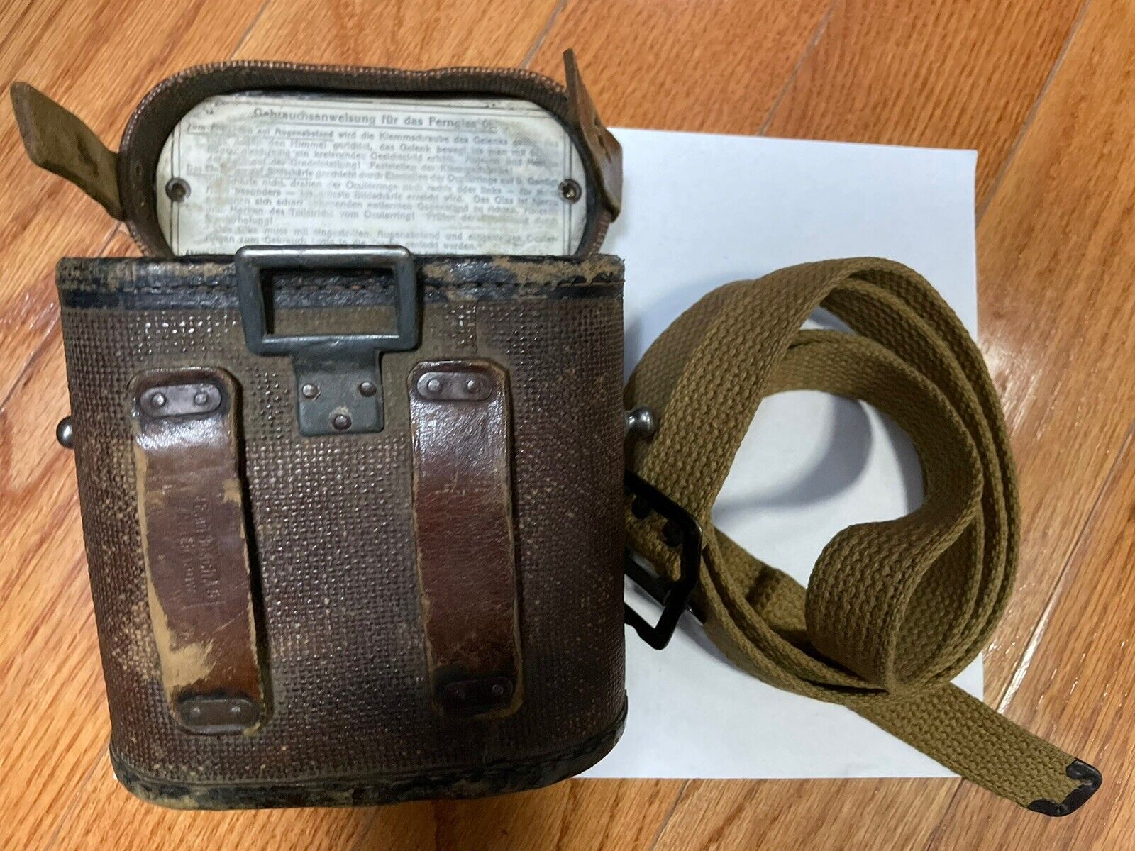 Vintage Antique Leitz Wetzler German WWI Binoculars Case & Strap