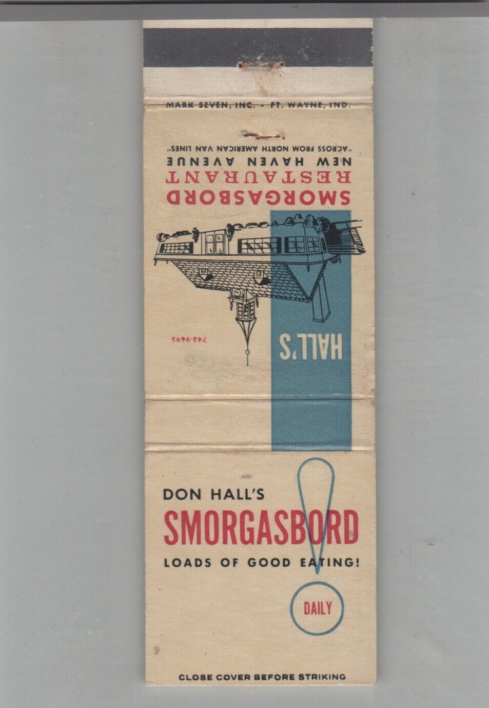 Matchbook Cover Don Hall's Smorgasbord New Haven, IN