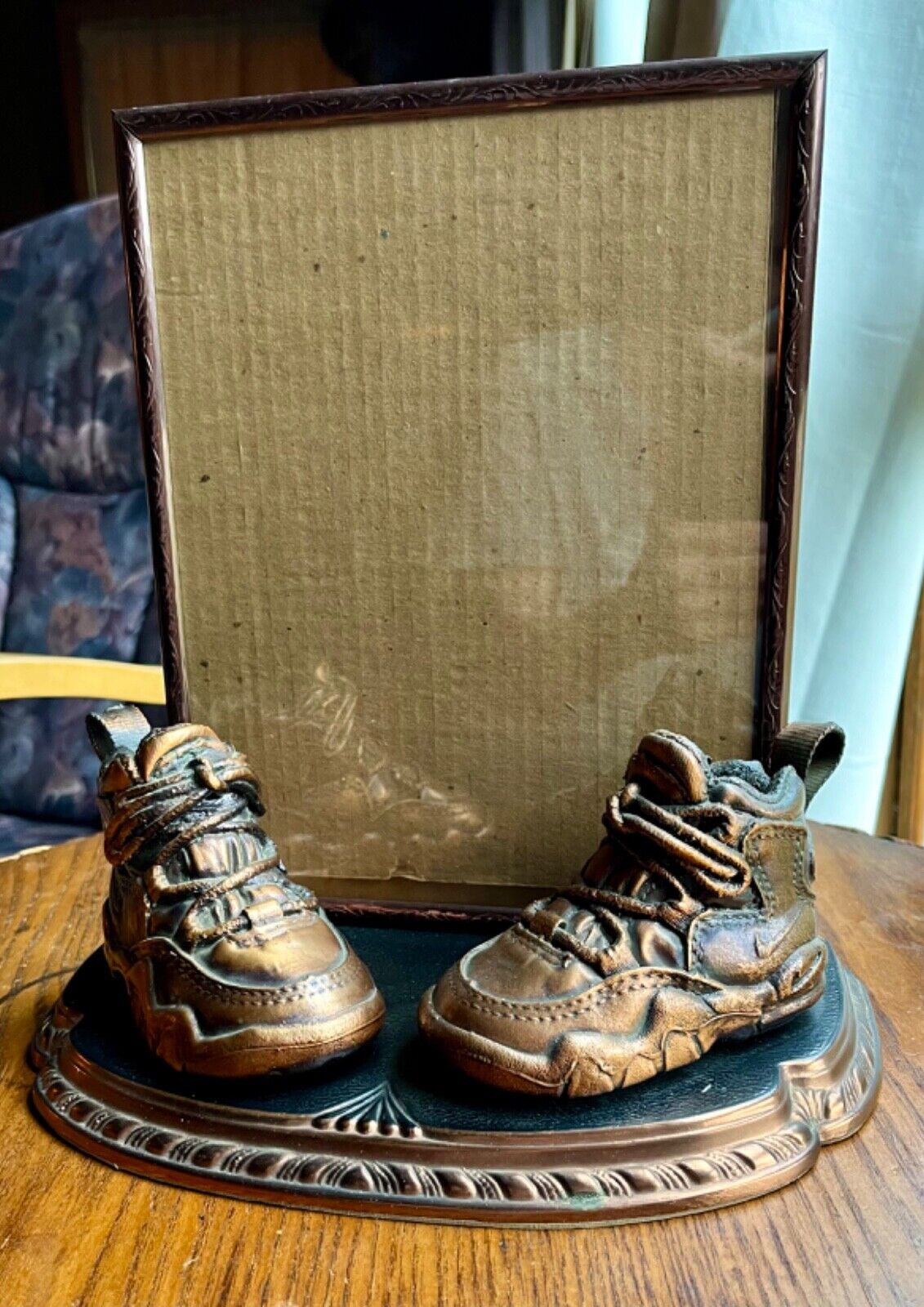 Vintage Mounted Bronzed Nike Air Infant Shoes  with 8x10 Frame 1994