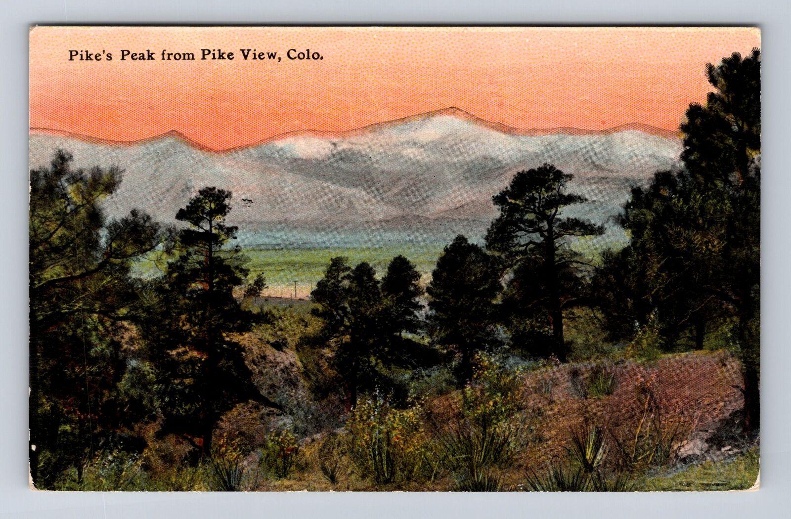 Pike View CO-Colorado, Pike\'s Peak, Antique Vintage c1911 Souvenir Postcard