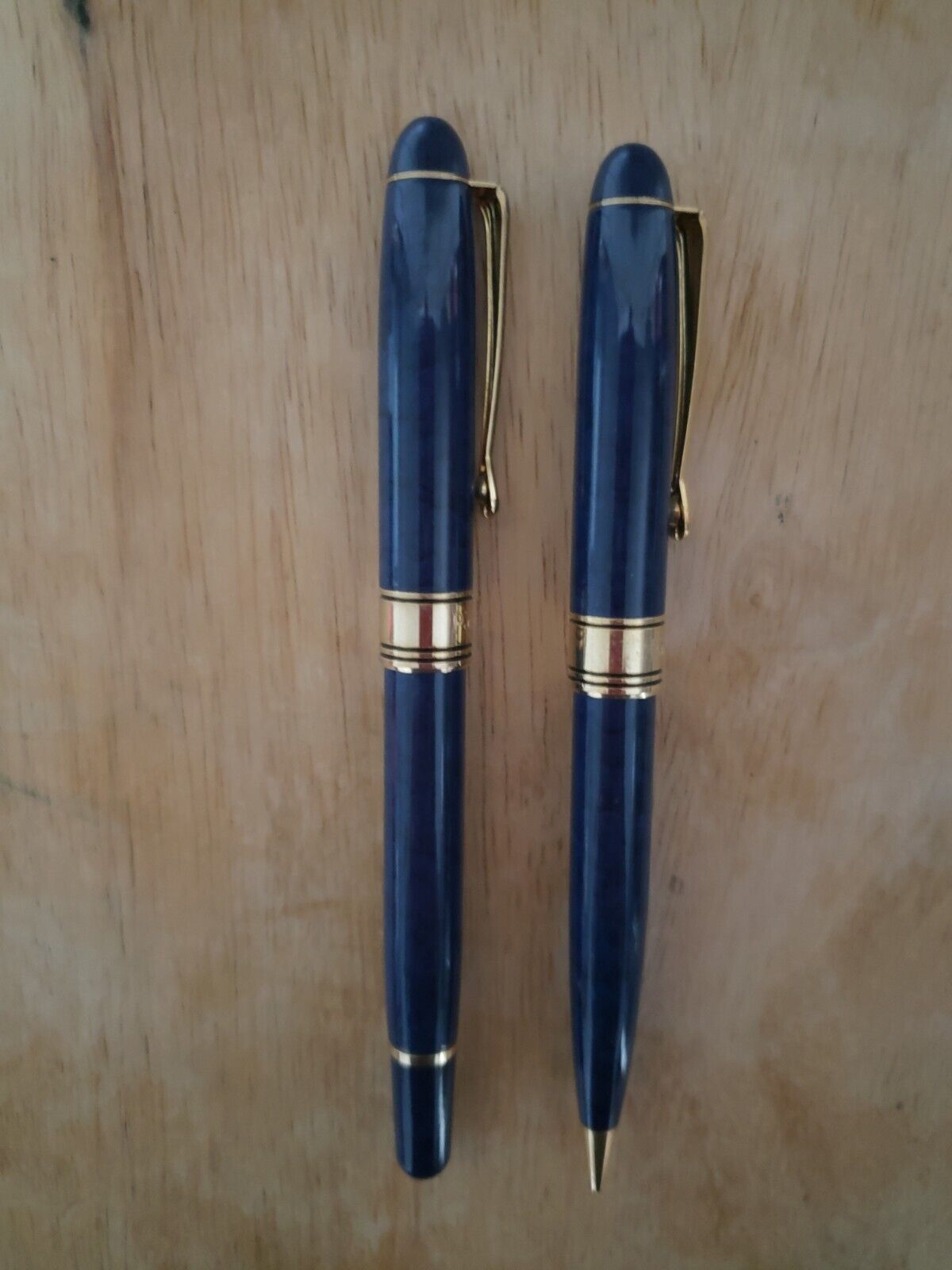 Vintage Pierre Cardin Pen & Pencil Set Blue & Goldtone