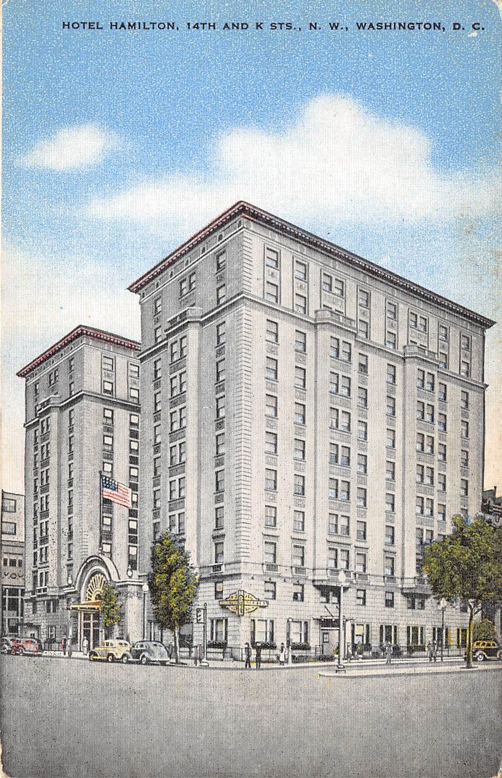 Wahington DC 1940s Postcard Hotel Hamilton 14th & K Streets