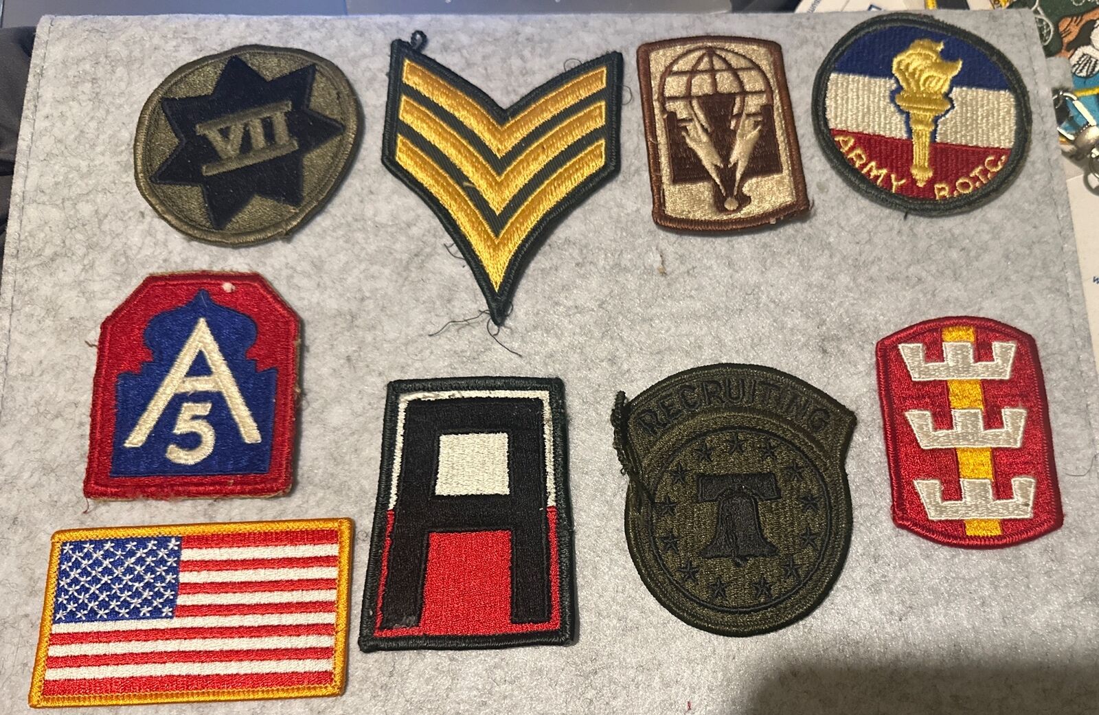 Lot Of (9) Military Patch Army, ROTC, Recruiting , Flag