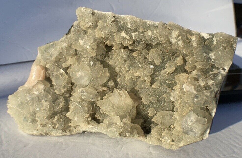 Apophyllite Peach Stilbite On Chalcedony  Crystals Minerals Specimen From India
