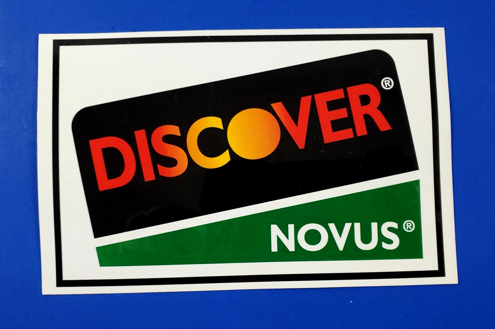 1999 Discover Novus Double Sided Window Sticker Vintage New Old Stock Business