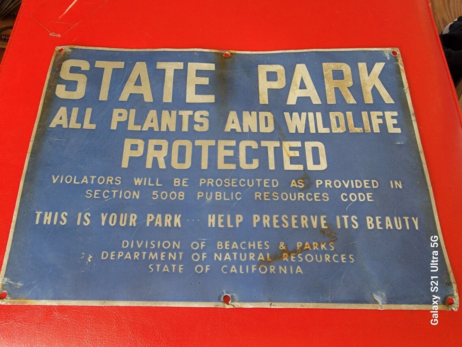 Vintage Original California State Parks Metal Sign  State Property Yosemite Rare