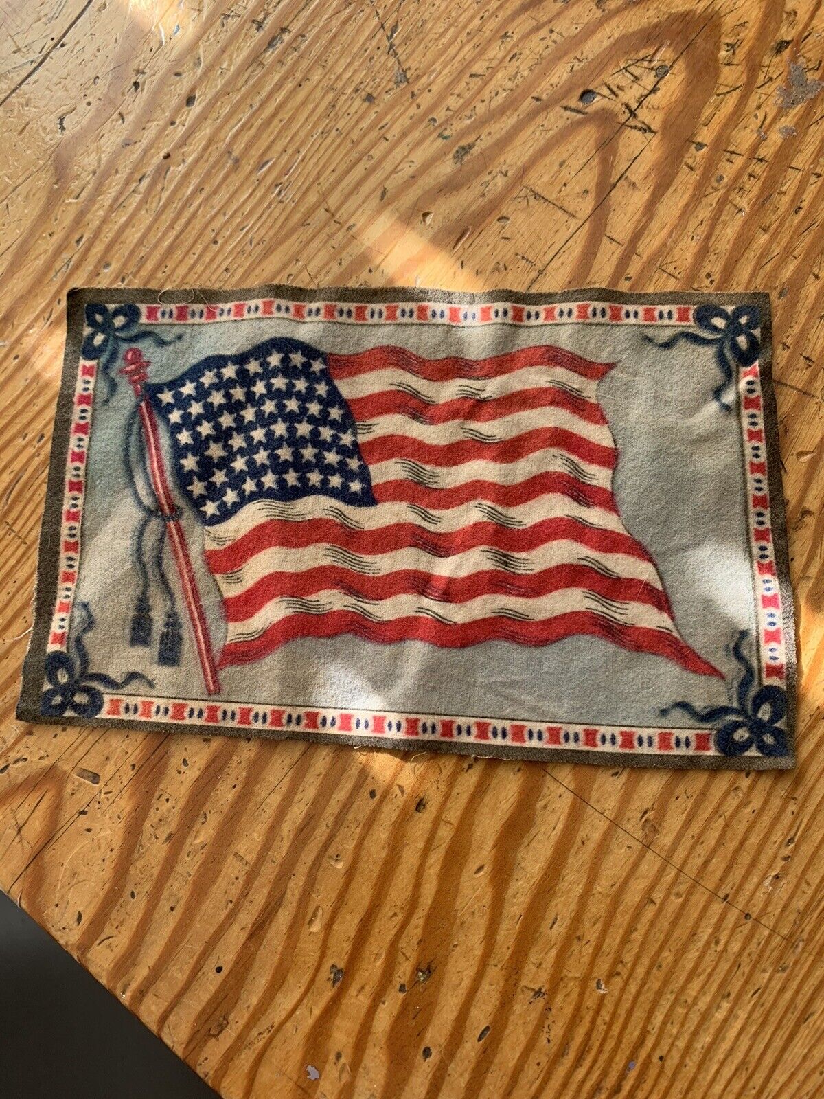 Antique American Flag 48 States Tobacco Cigar Box Felt/Flannel Insert