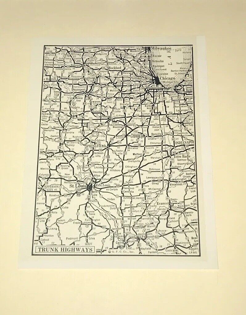 1933 ILLINOIS Trunk Auto Highways, Very Detailed, Near Mint Condition