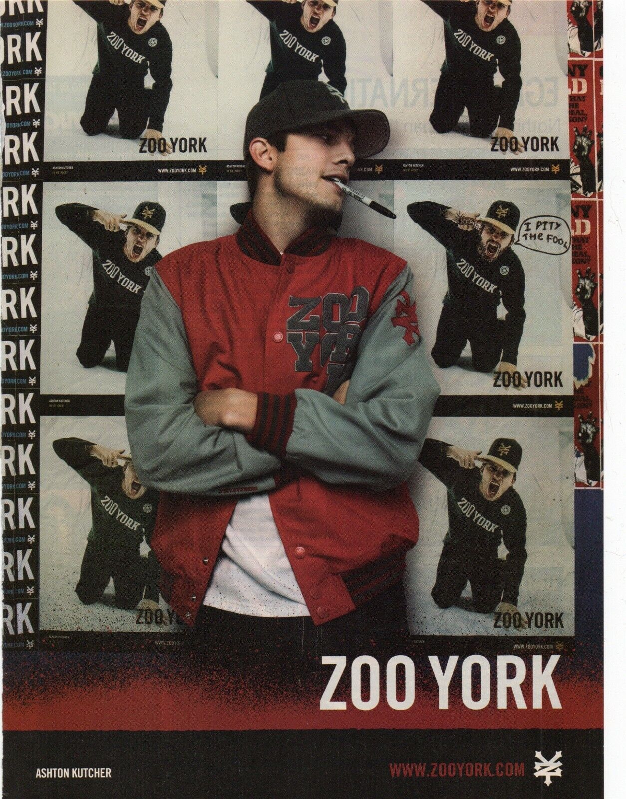 2005 Ashton Kutcher Zoo York Print Ad Official Skateboard Clothing Promo