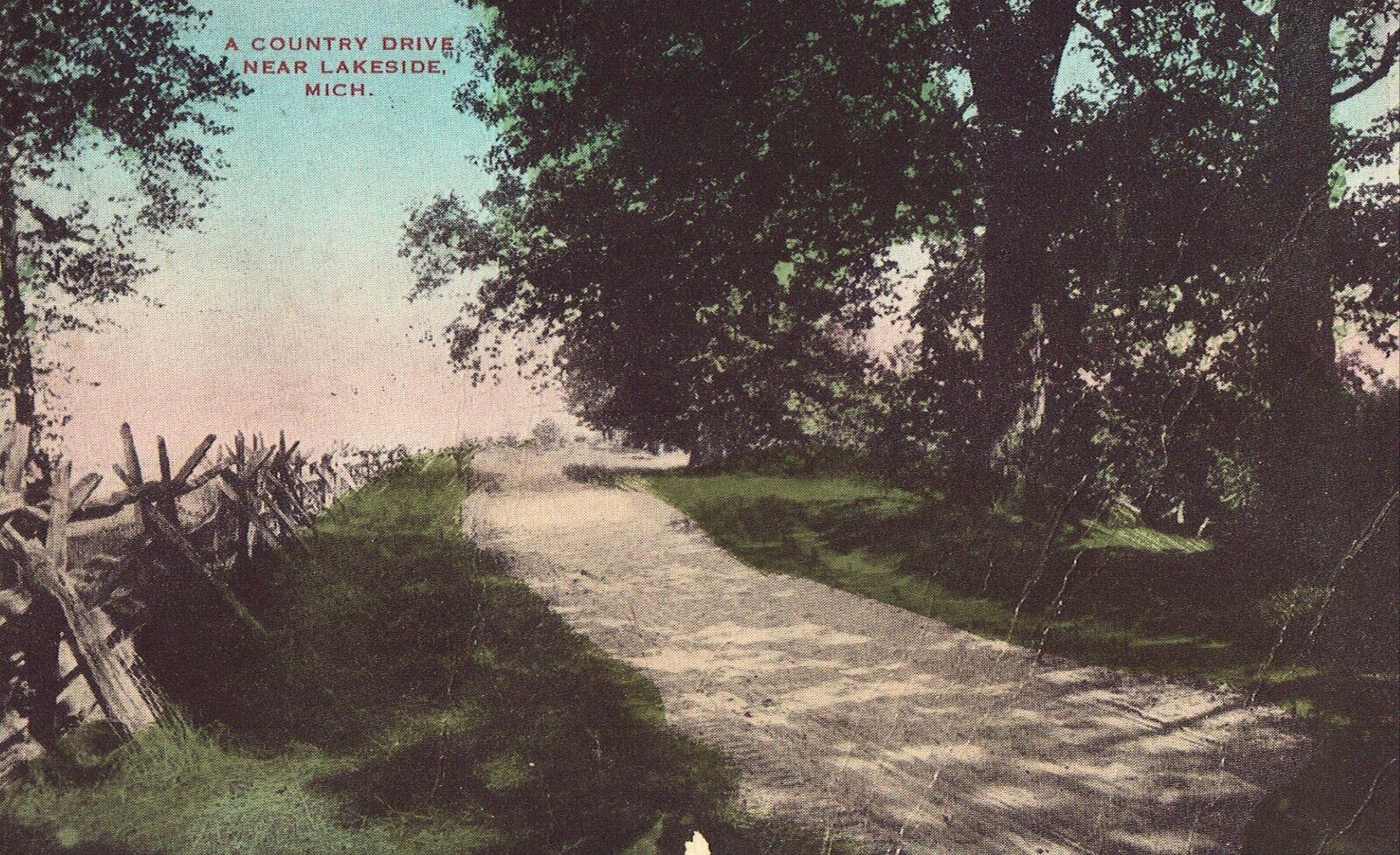 A Country Drive near Lakeside, Michigan Vintage Postcard