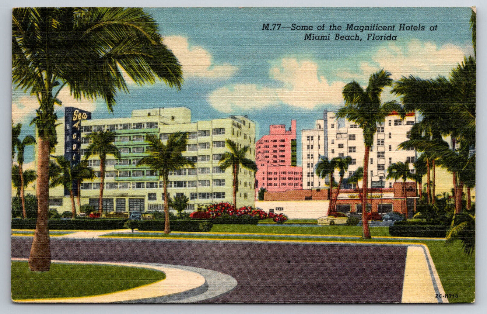 Vintage Postcard FL Miami Beach Hotels c1956 -4086