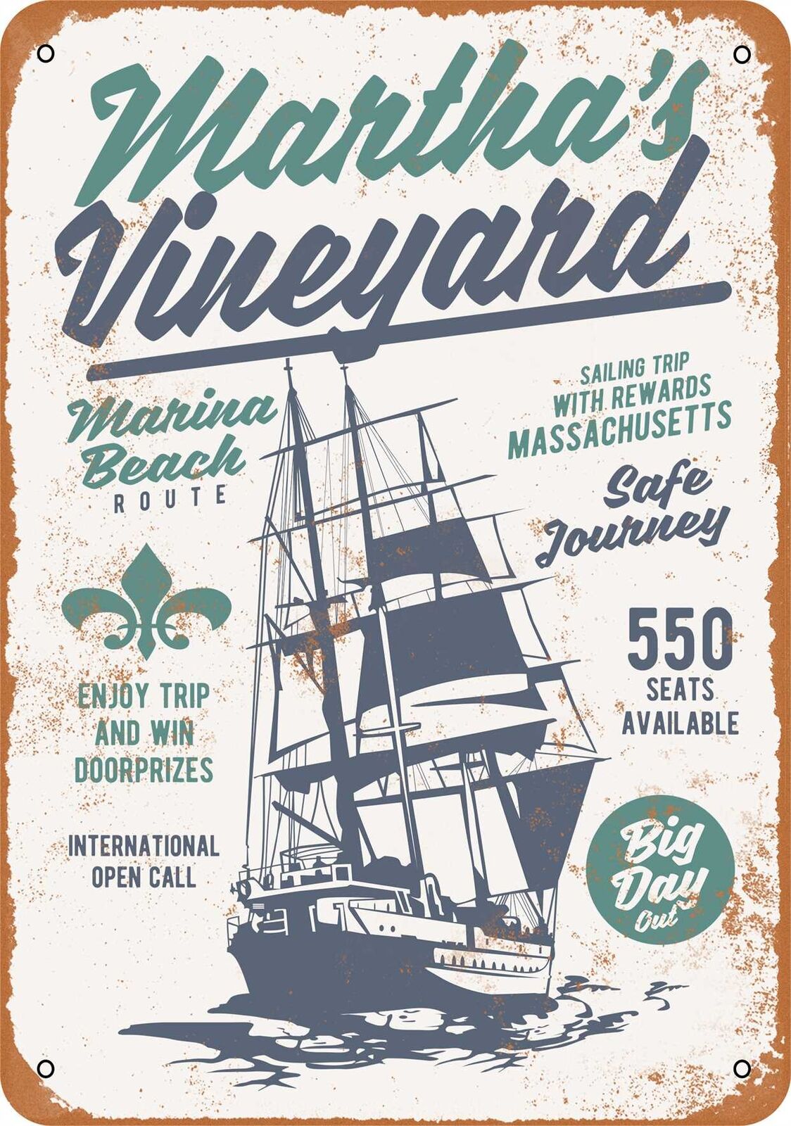 Metal Sign - Martha\'s Vineyard Sailing -- Vintage Look