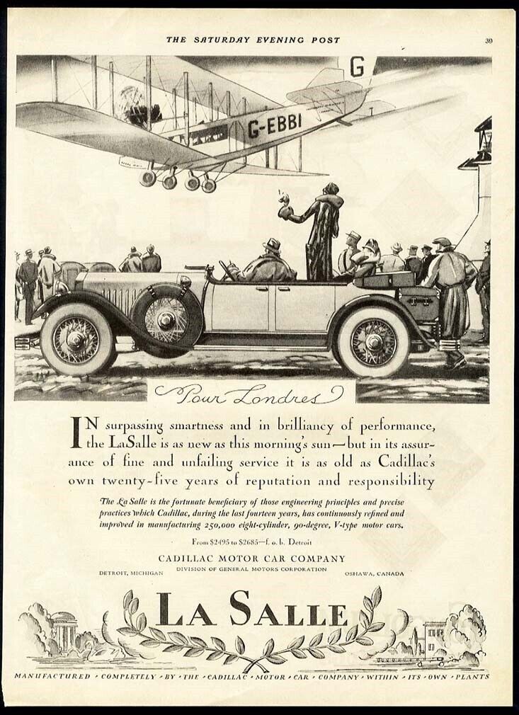 LA SALLE Cadillac 1927 Convertible Four Door AIRPLANE Overhead