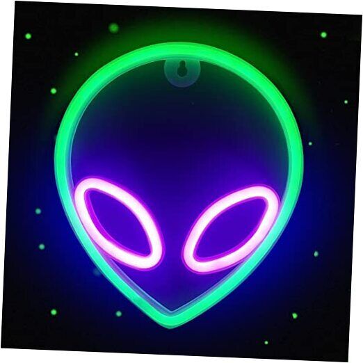  Alien Neon Sign LED Alien Neon Light USB/Battery Operated Cool Purple, Green