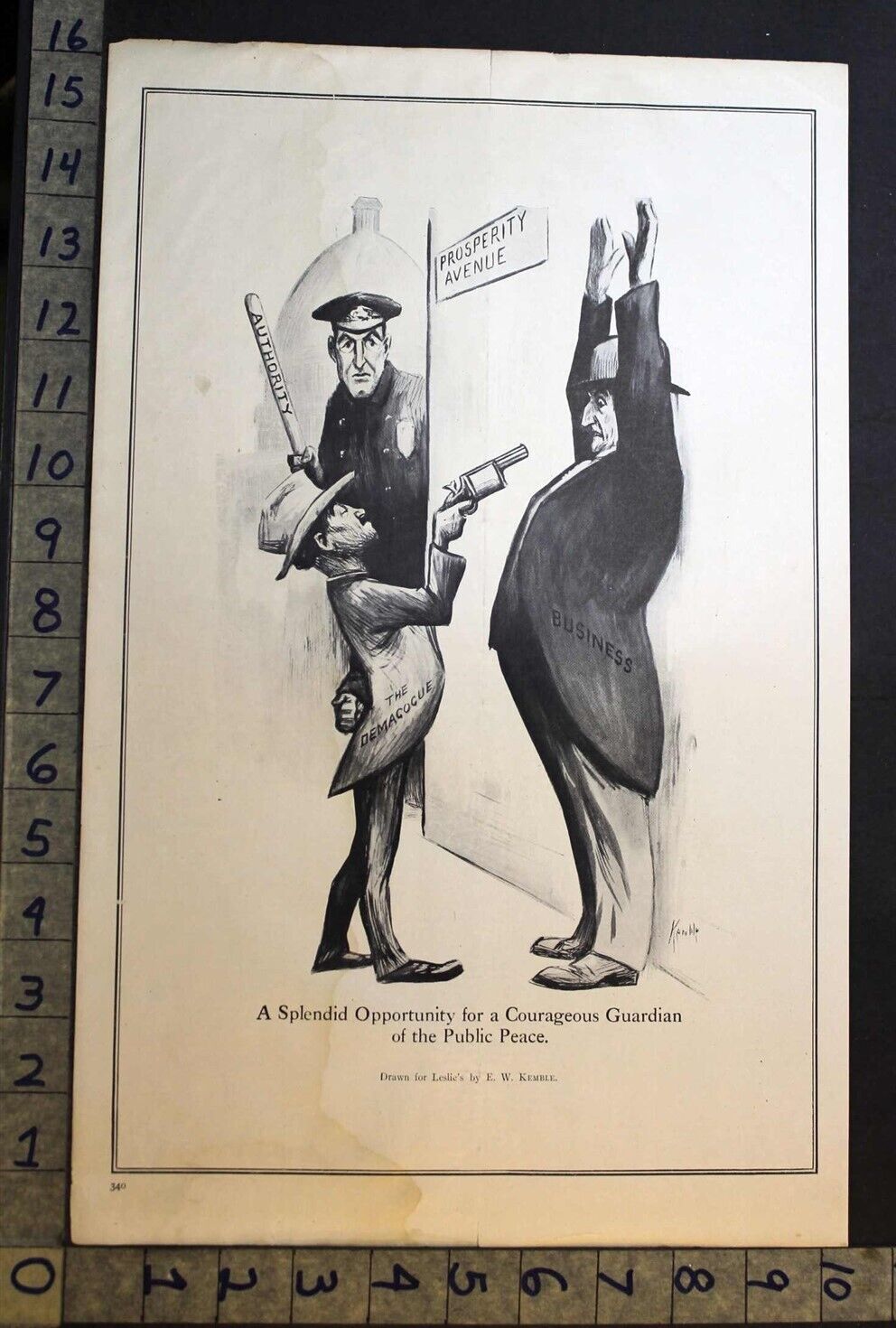 1914 POLITICAL SATIRE DEMAGOGUE POLICE BUSINESS E. W. KEMBLE ART PRINT 33786 