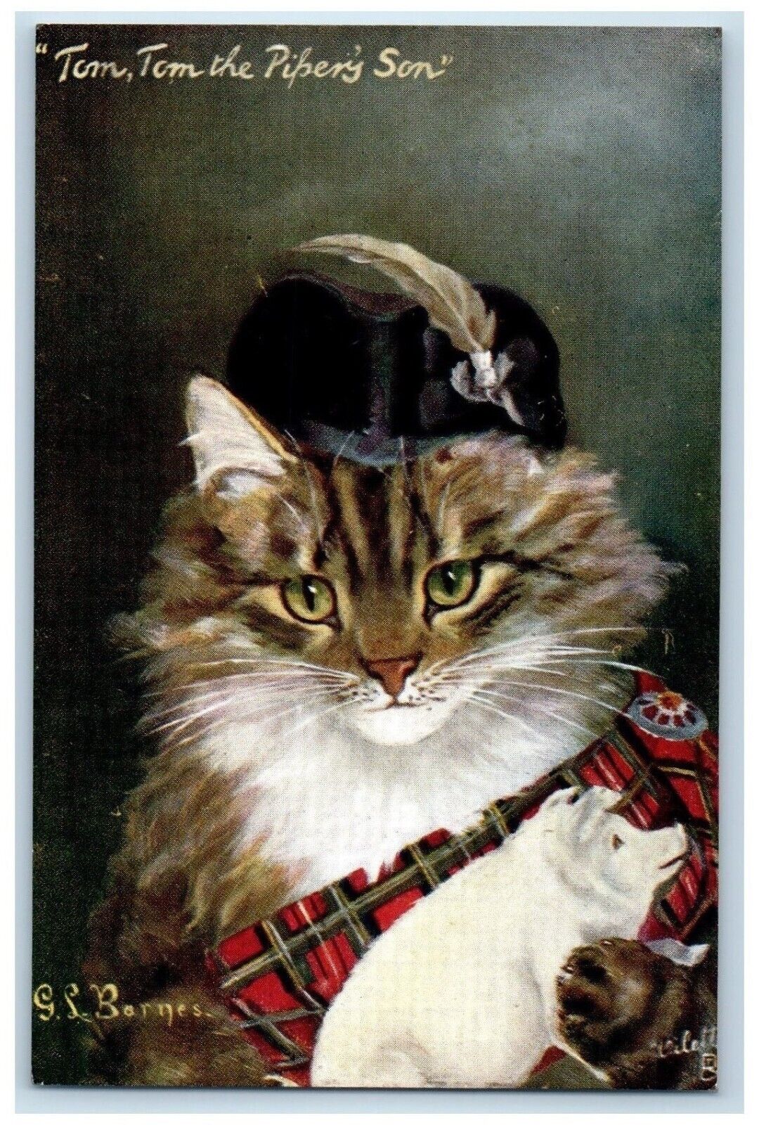 Barnes Signed Postcard Cat Kitten Little Tom Tom The Pipery Son Oilette Tuck\'s