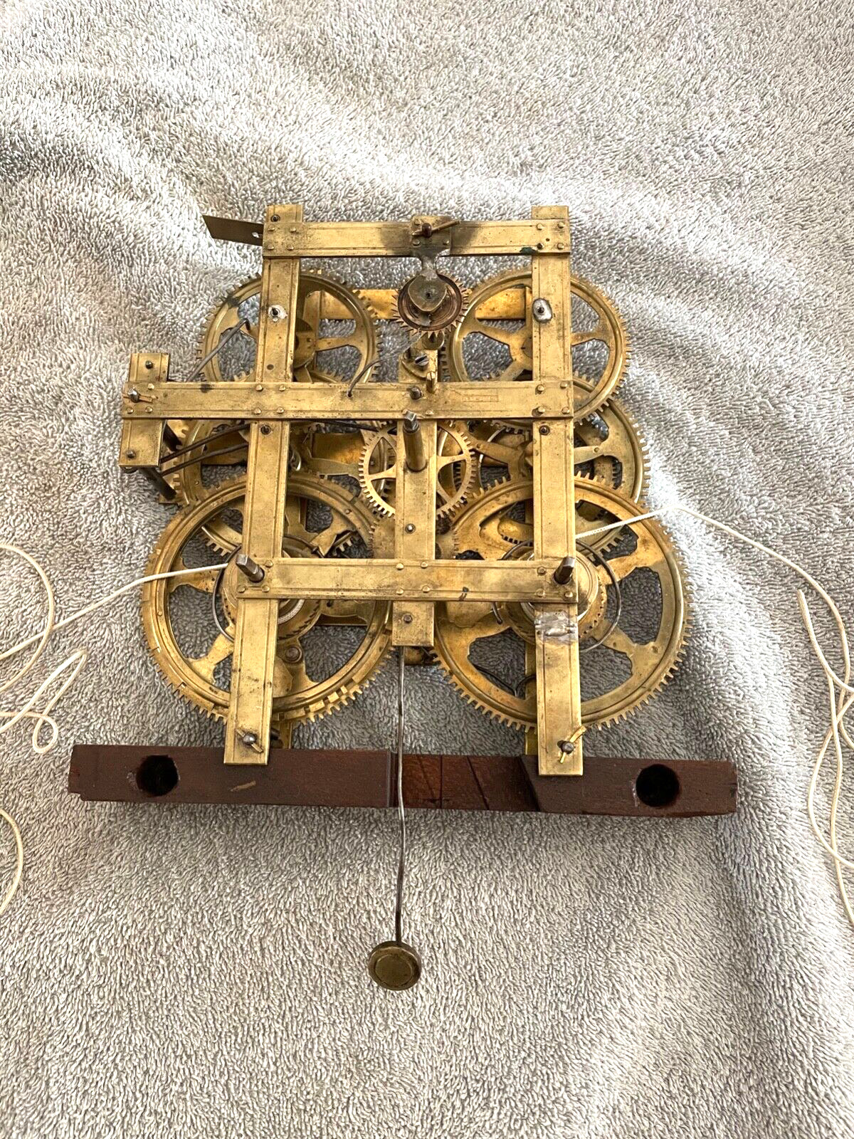 Antique Birge-Mallory 8 Day-Strap Brass Clock Movement-Ca.1840-To Restore