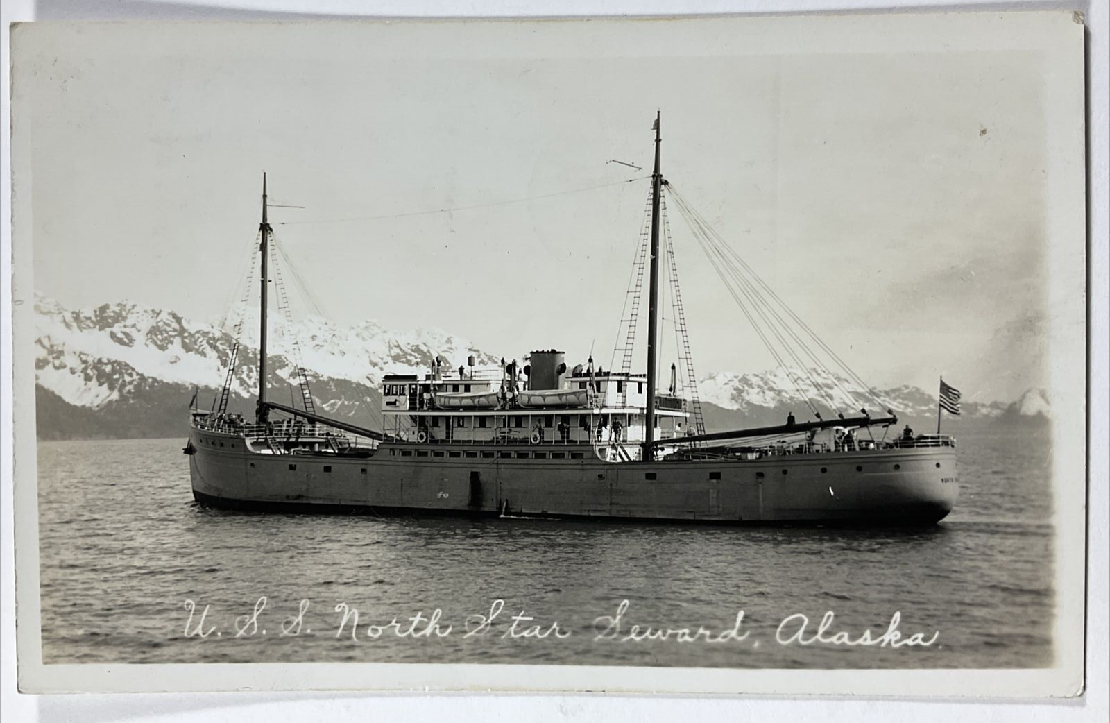 1935 U.S.S. North Star Steamer Seward, Alaska RPPC Real Photo Postcard