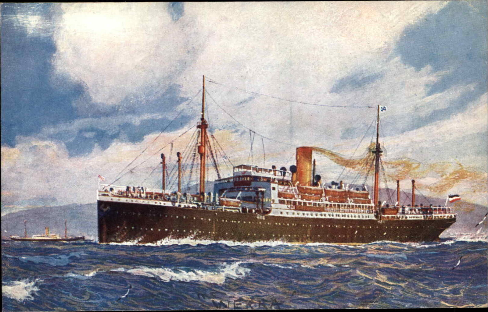 Steamship Doppelschraubendampfer WEERA c1920 Postcard