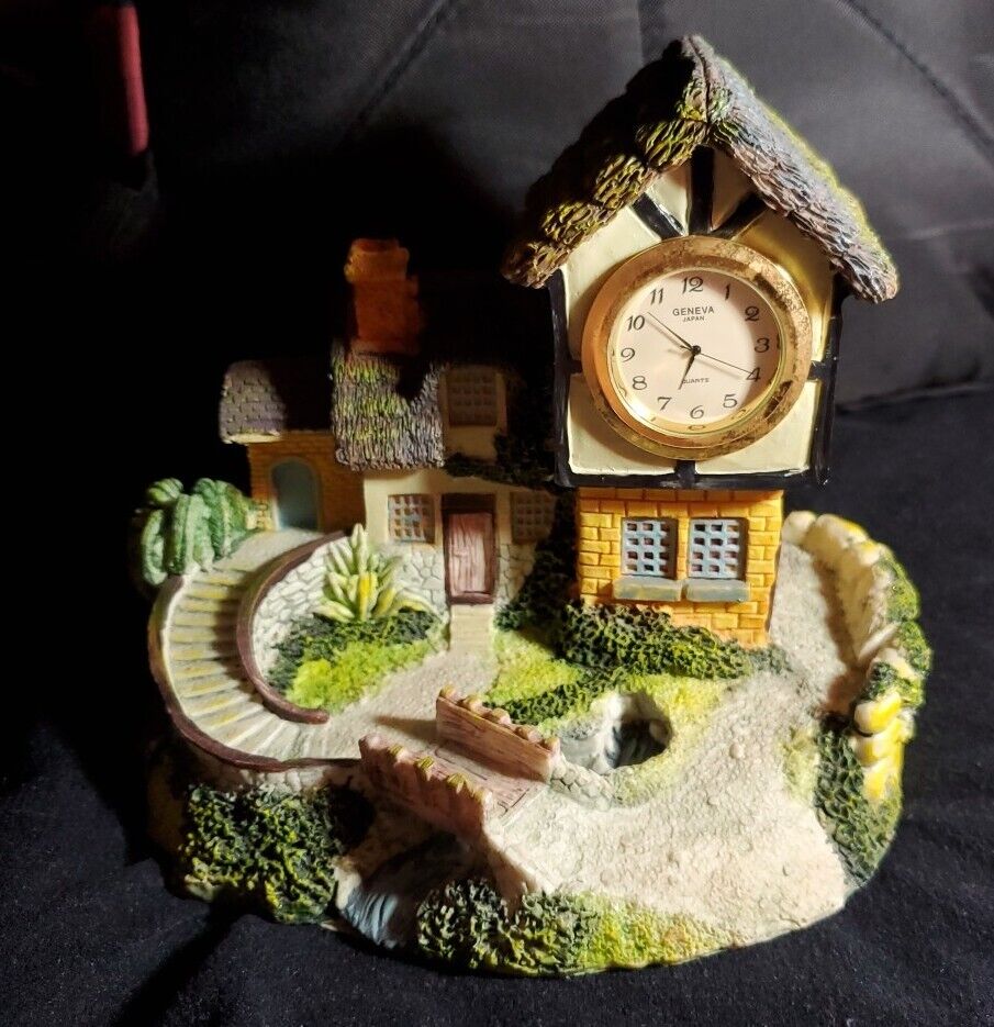 Vintage Ornament Model House / Cottage With Clock Made In JAPAN 