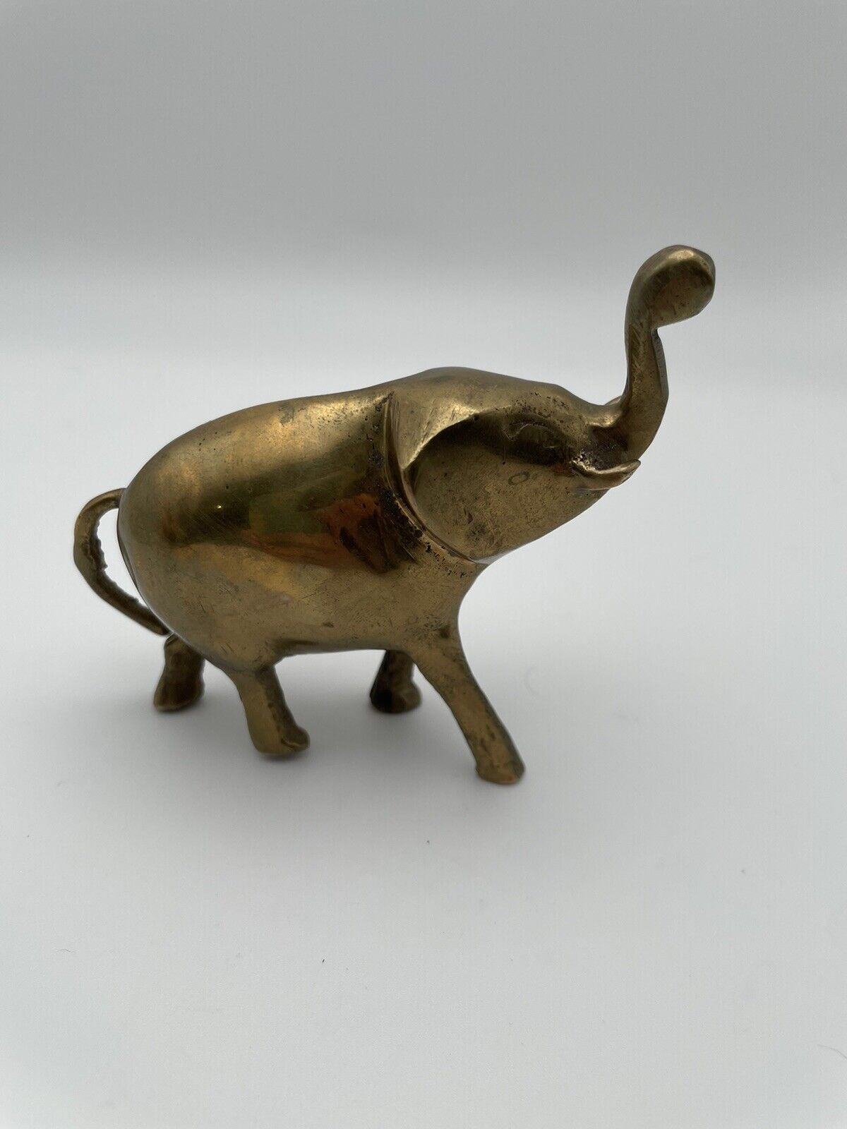 Vintage Small Brass Metal Trunk Up ELEPHANT Figurine Sculpture