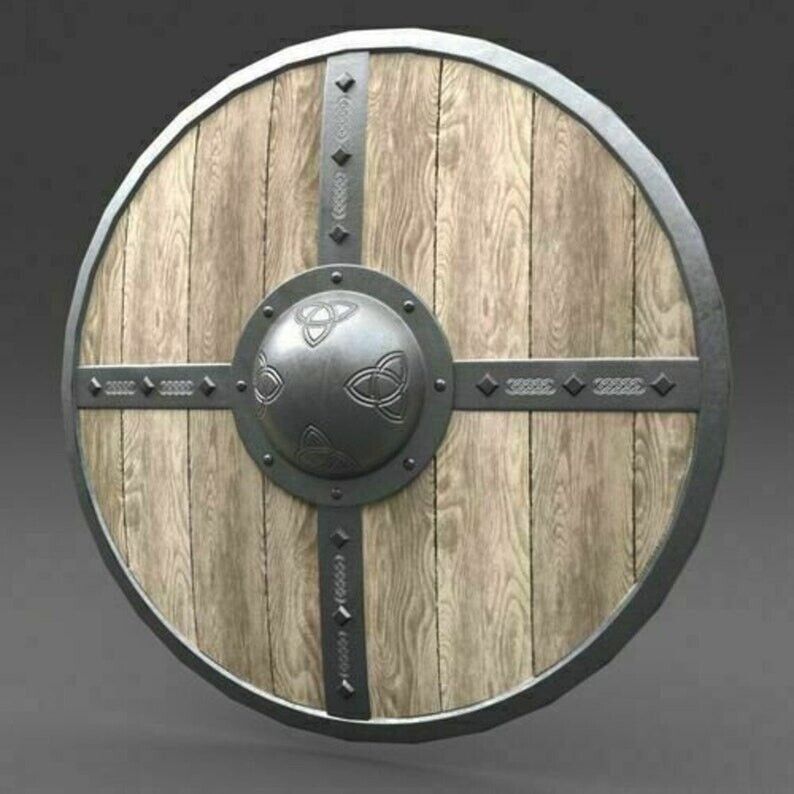 Designer Battle-Ready Antique Wooden Shield Heavy Metal Fittings shield Handmade
