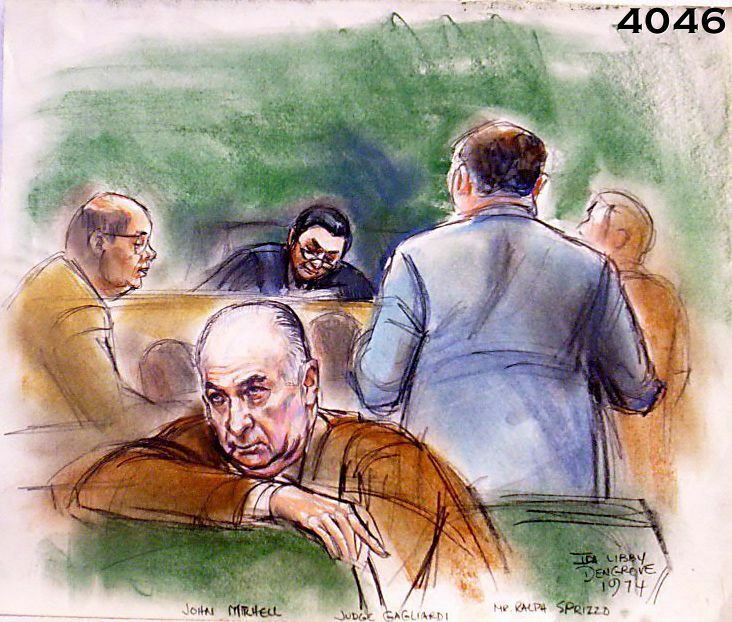 Watergate Original Courtroom Sketch John Mitchell by Ida Libby Dengrove NBC News