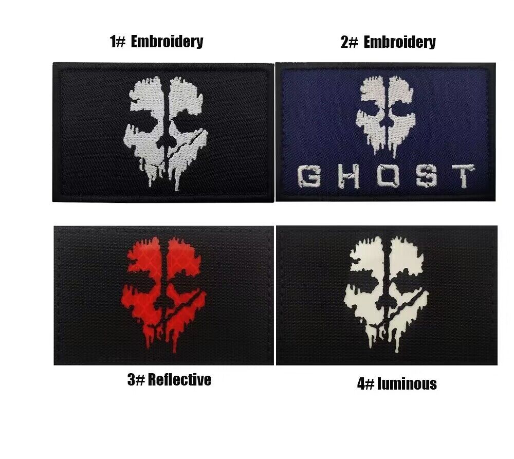 4Pcs Call of Duty Ghost Gaming Shooters Military Embroidered Hook Loop Patch