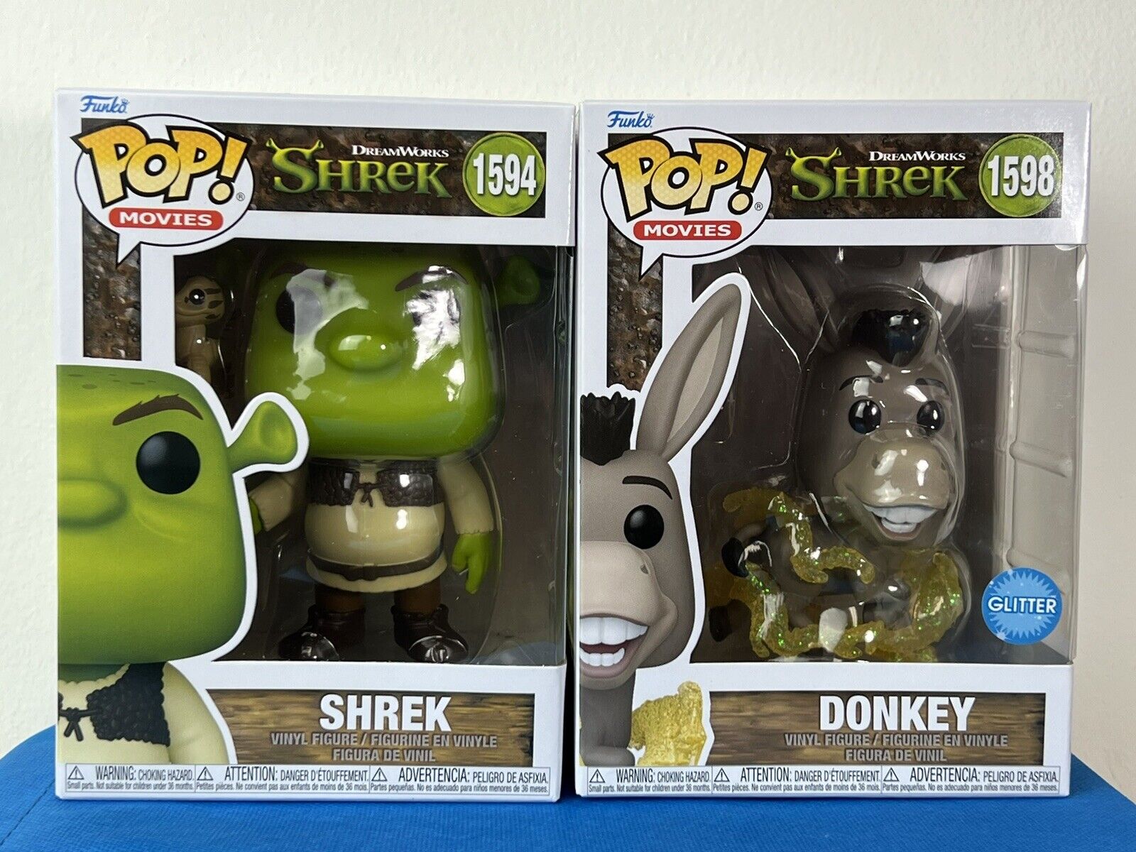 Funko POP Movies: Shrek - Shrek #1594 + Donkey #1598 Glitter Vinyl - (SET of 2)