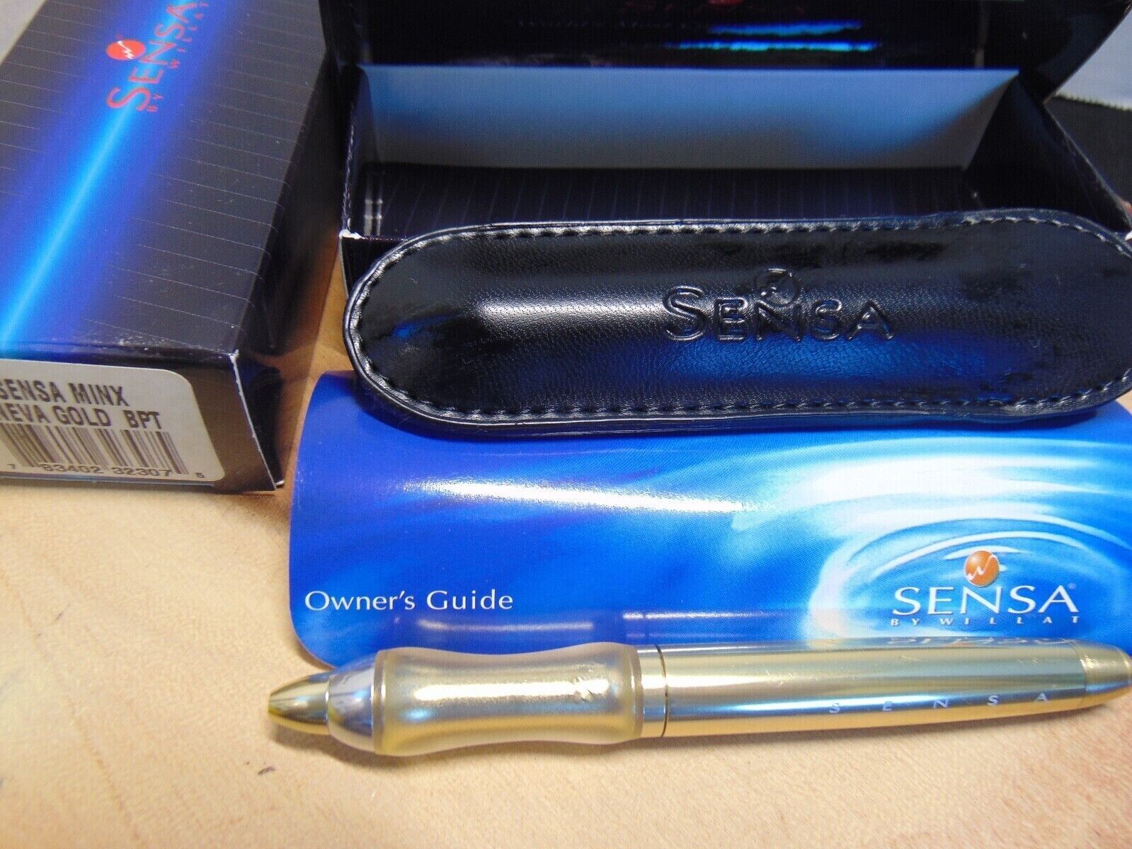 Sensa Minx Geneva Gold  Ballpoint Pen & Leather Case New In Original Box